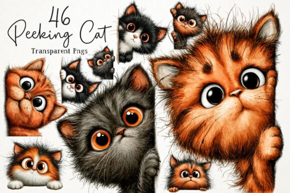 Download Whimsical Quirky Peeking Cat Clipart - Whimsical Collection