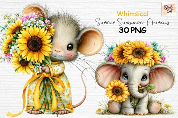 Download Whimsical Sunflower Animals Clipart PNG - Whimsical Collection