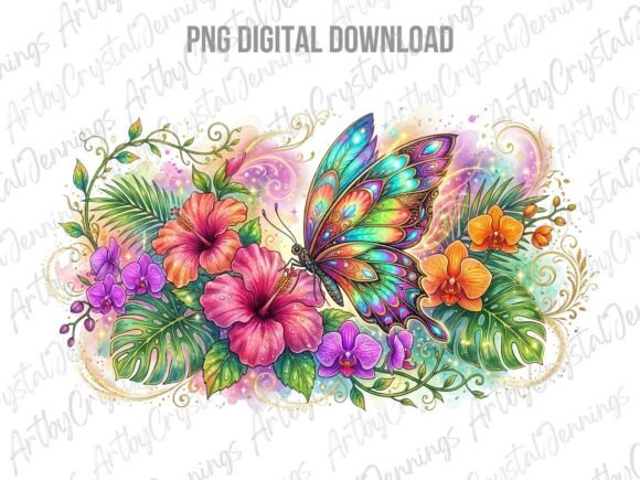 Download Vibrant Tropical Butterfly Floral PNG - Tropical Collection