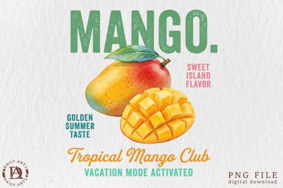 Download Retro Summer Mango Tropical Fruit PNG - Tropical Collection